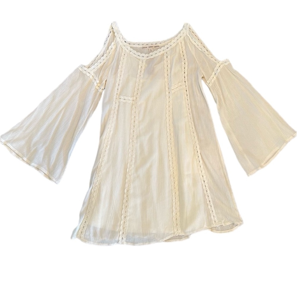 Fashion On Earth Boho Dress Cold Shoulder Cream Women’s Size Small NWT